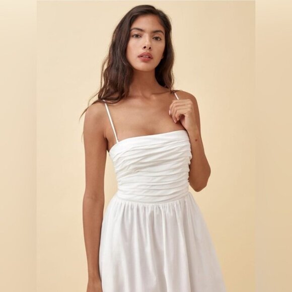 NEW Reformation Lissa Cotton Midi Dress White Ivory Removable Strap | US 0 UK 4 - Picture 5 of 15